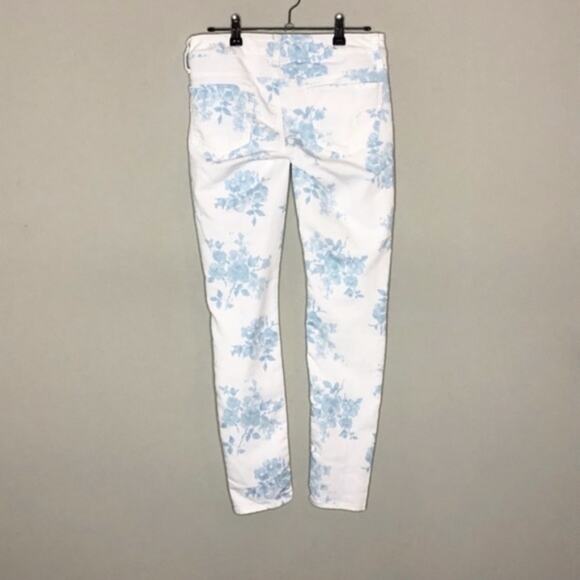 American Eagle White Blue‎ Floral Jeggings Size 2 - Picture 3 of 5